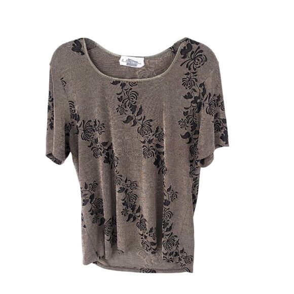 EK Designs Blouse Womens Medium Vintage Short Sleeve Floral Top Stretch Y2K - Picture 1 of 8